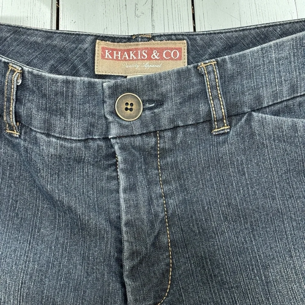 Khakis & Co Cropped Jeans Women Size 12 Blue Stretch Denim Wide Leg Capri Pants - Picture 5 of 7